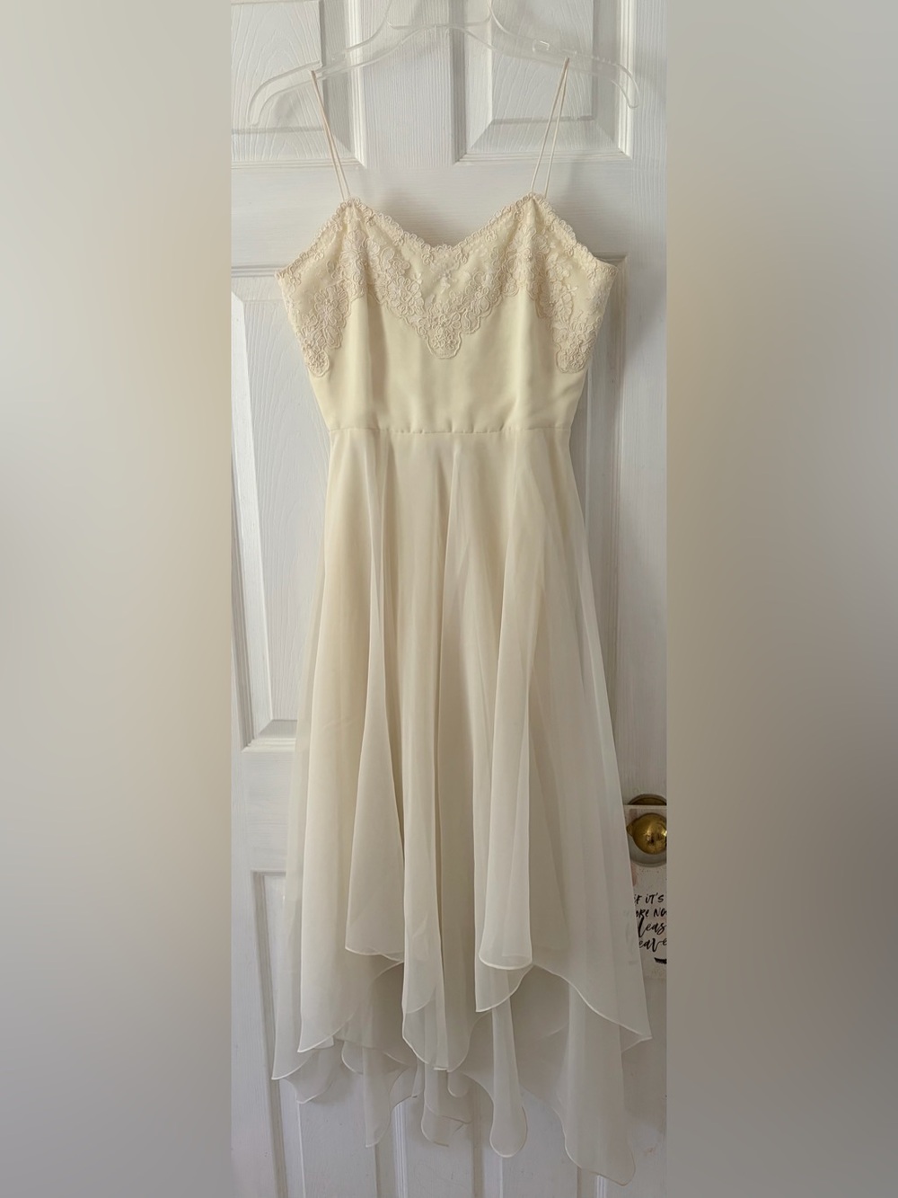 Vintage Ivory Lace Bodice Chiffon Maxi Dress
